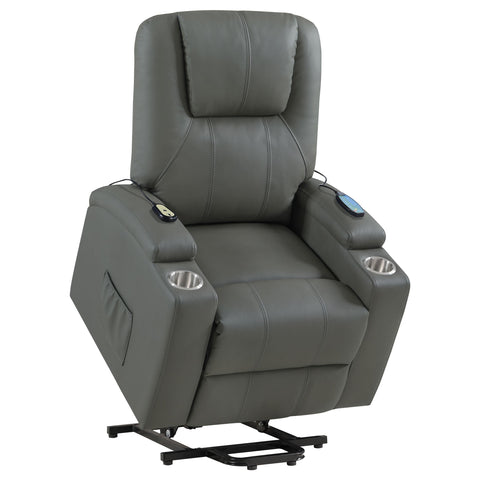 Chapman Faux Leather Power Lift Massage Recliner Grey