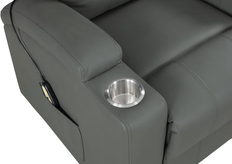 Chapman Faux Leather Power Lift Massage Recliner Grey