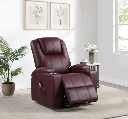 Dale Upholstered Power Lift Massage Recliner Wine RedWine