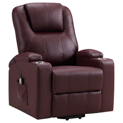 Dale Upholstered Power Lift Massage Recliner Wine RedWine