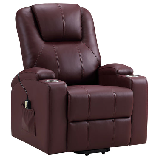 Dale Upholstered Power Lift Massage Recliner Wine RedWine