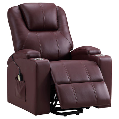 Dale Upholstered Power Lift Massage Recliner Wine RedWine