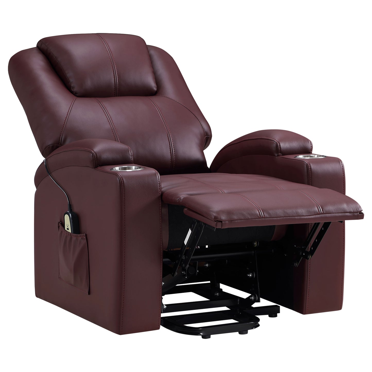 dale upholstered power lift massage recliner wine redwine