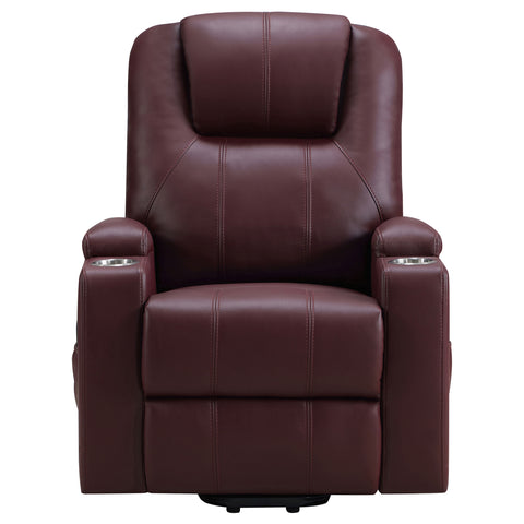 Dale Upholstered Power Lift Massage Recliner Wine RedWine