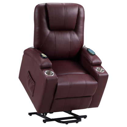 Dale Upholstered Power Lift Massage Recliner Wine RedWine