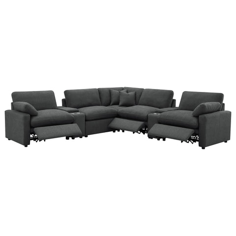 Shoto 7-piece Modular Power Reclining Sectional Dark Grey