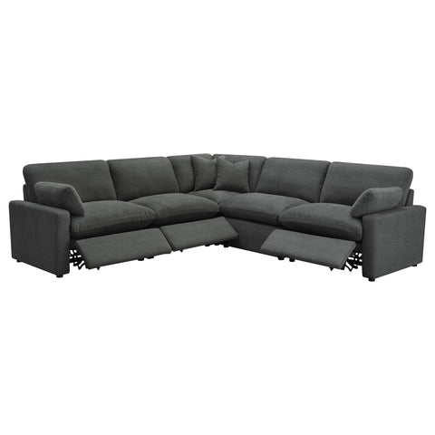 Yvette 5-piece Modular Power Reclining Sectional Dark GreyDark Grey