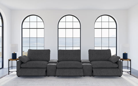 Shoto 5-piece Power Reclining Home Theater Seating Dark Grey