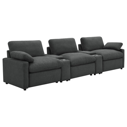 Shoto 5-piece Power Reclining Home Theater Seating Dark Grey