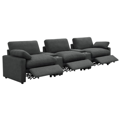 Shoto 5-piece Power Reclining Home Theater Seating Dark Grey