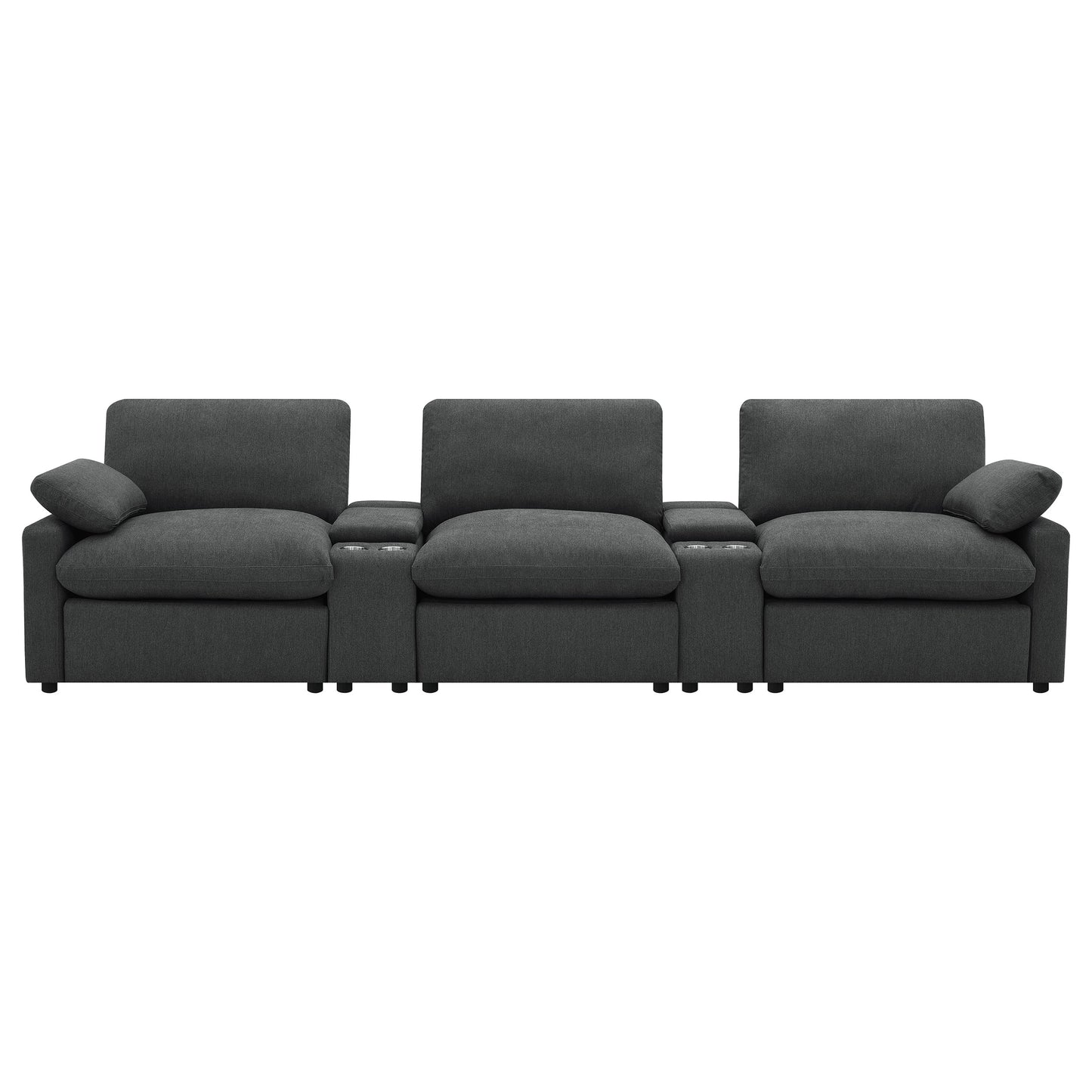shoto 5-piece power reclining home theater seating dark grey