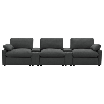 Shoto 5-piece Power Reclining Home Theater Seating Dark Grey