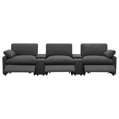 Shoto 5-piece Power Reclining Home Theater Seating Dark Grey