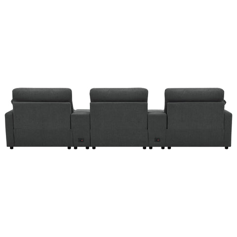 Shoto 5-piece Power Reclining Home Theater Seating Dark Grey
