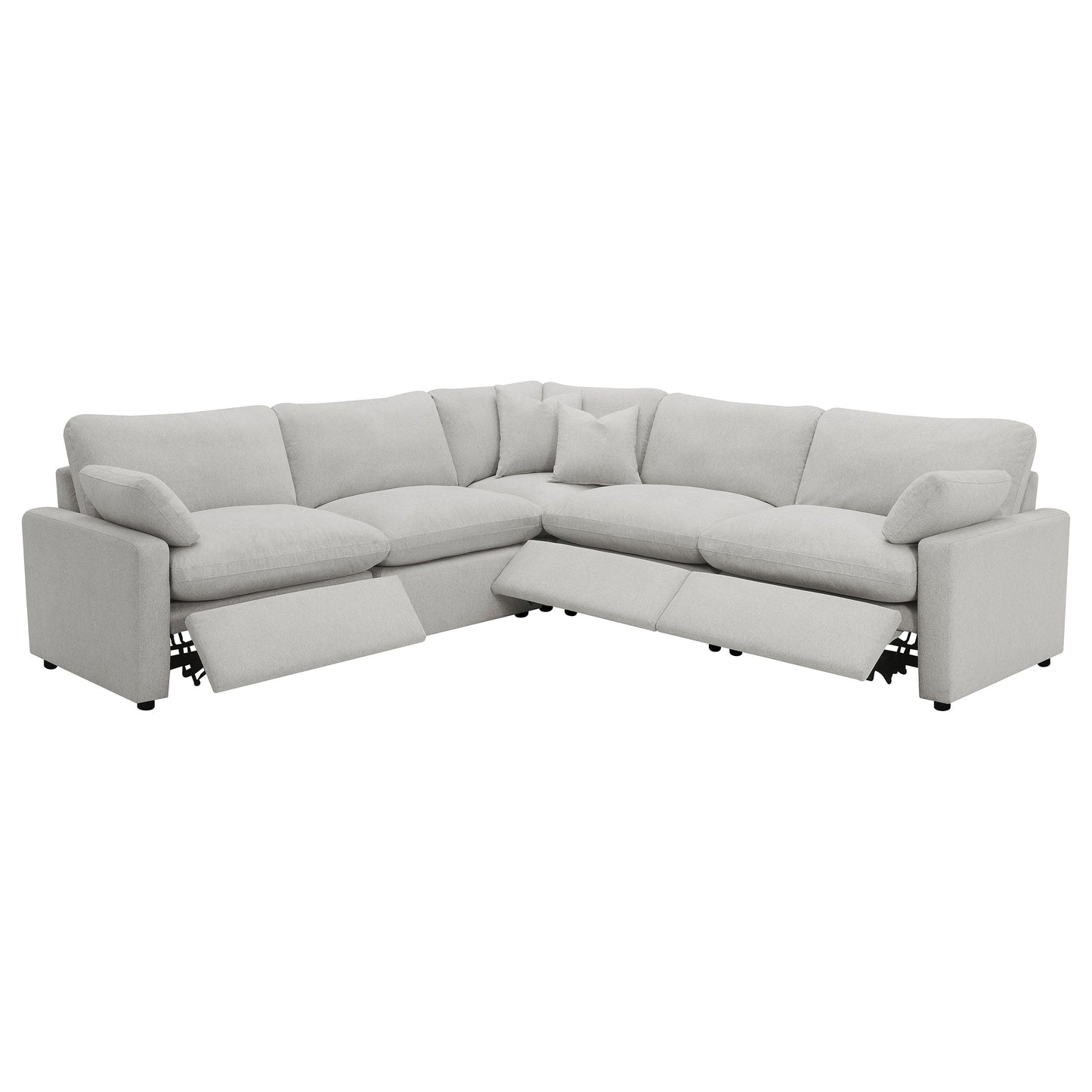 retro 5-piece modular power reclining sectional sofa grey