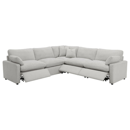 Retro 5-piece Modular Power Reclining Sectional Sofa Grey