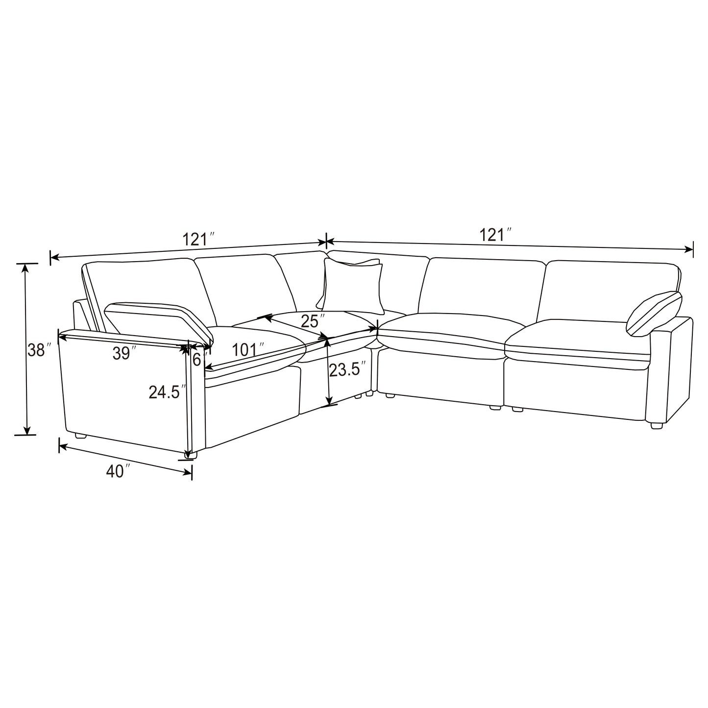 retro 5-piece modular power reclining sectional sofa grey