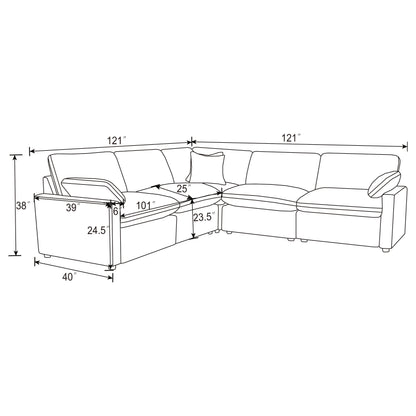 Retro 5-piece Modular Power Reclining Sectional Sofa Grey