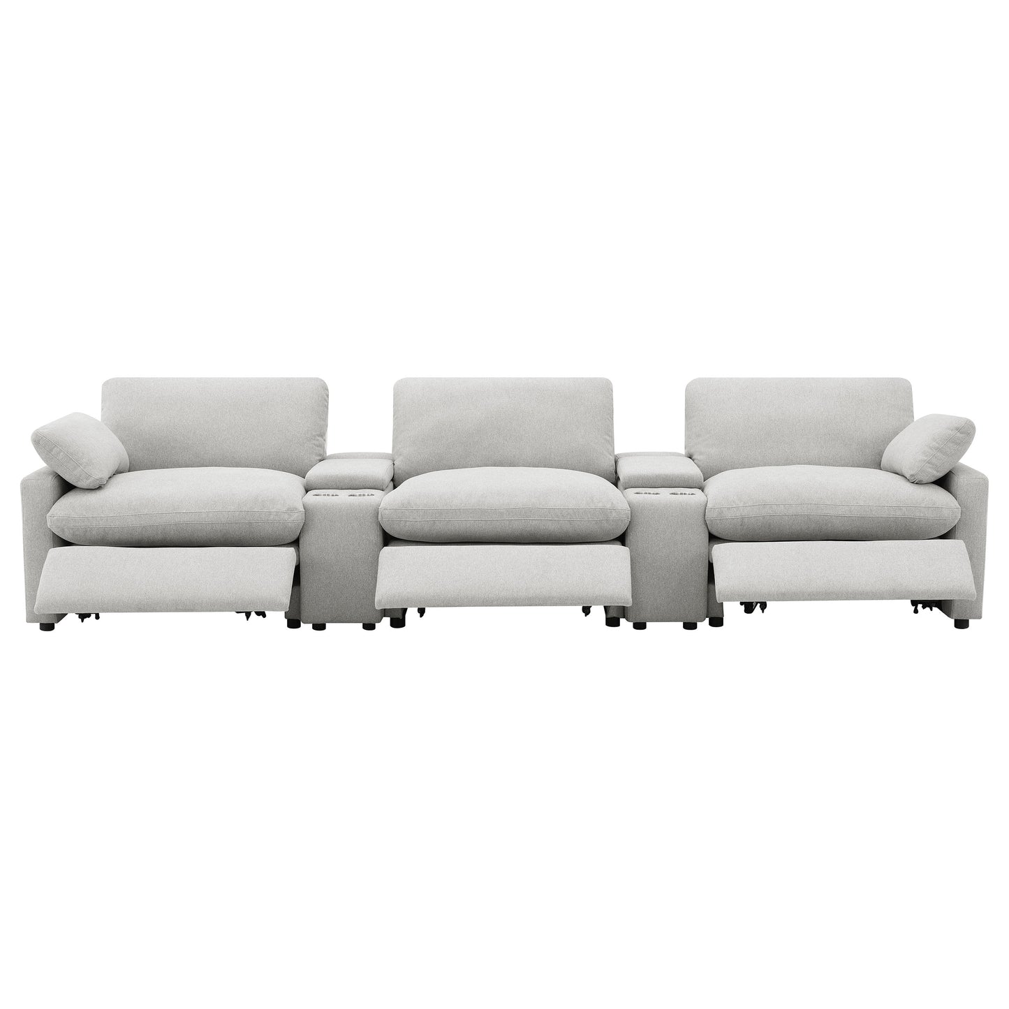shoto 5-piece power reclining home theater seating grey