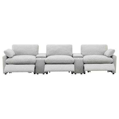 Shoto 5-piece Power Reclining Home Theater Seating Grey