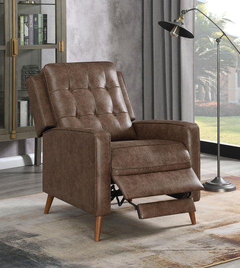 Mariska Upholstered Tufted Push Back Recliner BrownBrown