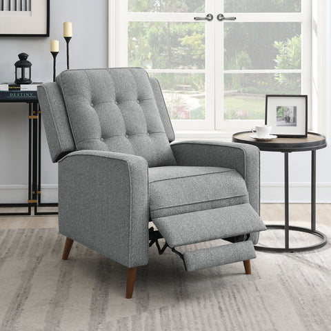 Mariska Upholstered Tufted Push Back Recliner GreyGrey