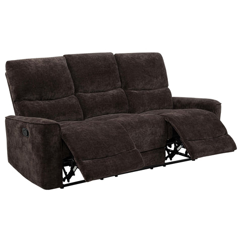Bettoni Chenille Upholstered Reclining Sofa Dark Brown