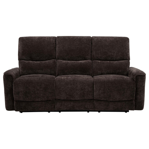 Bettoni Chenille Upholstered Reclining Sofa Dark Brown