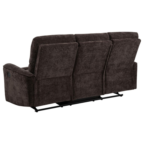 Bettoni Chenille Upholstered Reclining Sofa Dark Brown