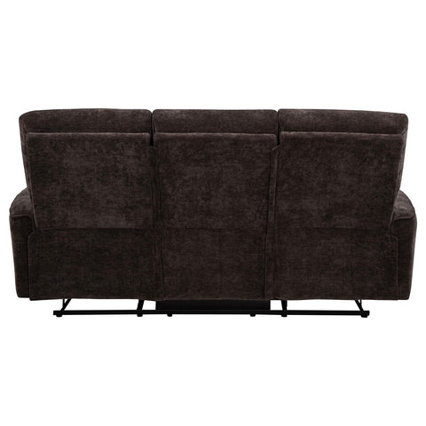 Bettoni Chenille Upholstered Reclining Sofa Dark Brown