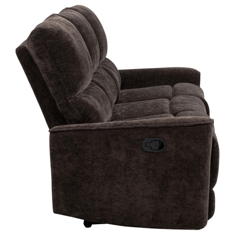 Bettoni Chenille Upholstered Reclining Sofa Dark Brown