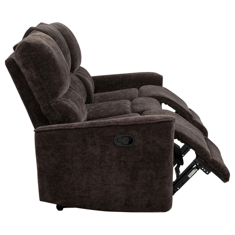 Bettoni Chenille Upholstered Reclining Sofa Dark Brown