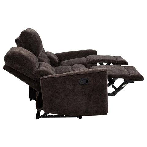 Bettoni Chenille Upholstered Reclining Sofa Dark Brown