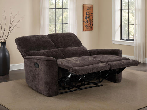 Bettoni Chenille Upholstered Reclining Loveseat Dark Brown