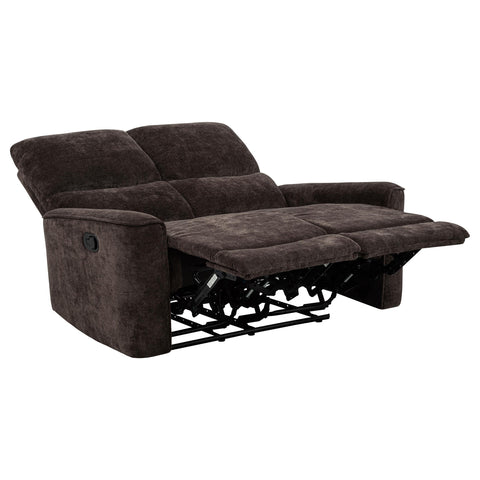 Bettoni Chenille Upholstered Reclining Loveseat Dark Brown