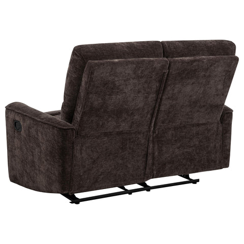 Bettoni Chenille Upholstered Reclining Loveseat Dark Brown