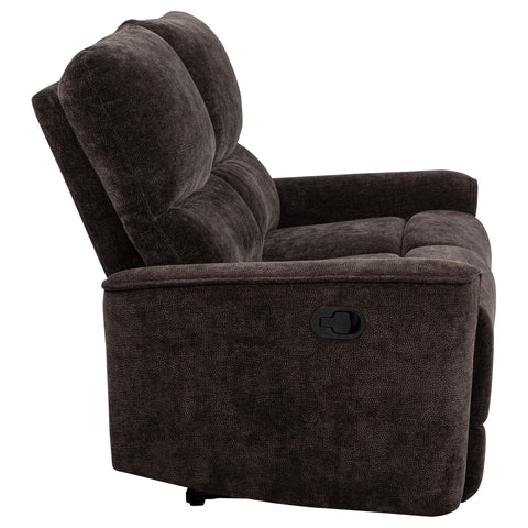 Bettoni Chenille Upholstered Reclining Loveseat Dark Brown