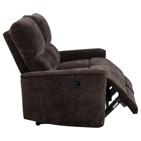 Bettoni Chenille Upholstered Reclining Loveseat Dark Brown