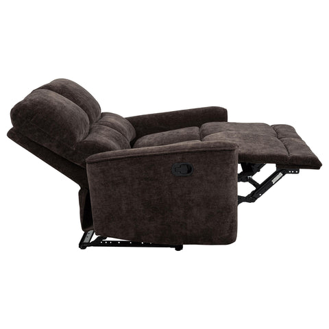 Bettoni Chenille Upholstered Reclining Loveseat Dark Brown