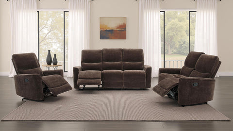 Bettoni Chenille Upholstered Reclining Loveseat Dark Brown
