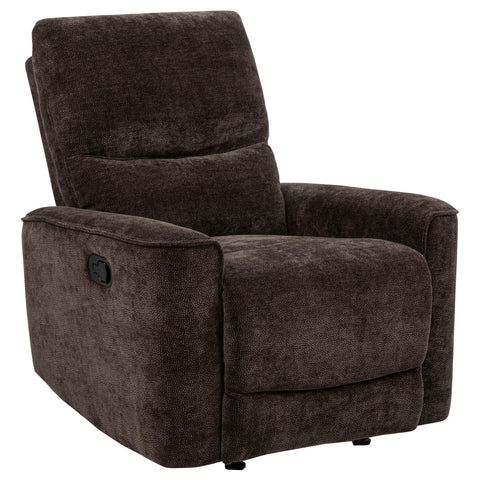 Bettoni Chenille Upholstered Glider Recliner Dark Brown