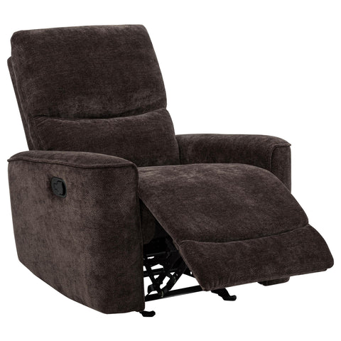 Bettoni Chenille Upholstered Glider Recliner Dark Brown