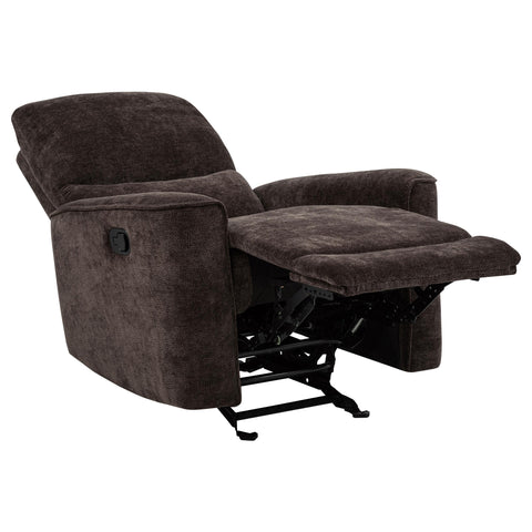 Bettoni Chenille Upholstered Glider Recliner Dark Brown