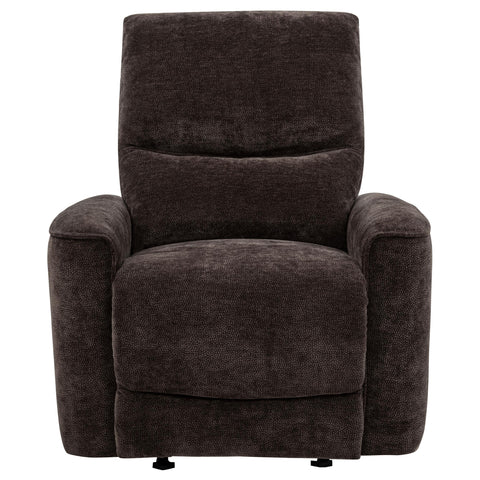 Bettoni Chenille Upholstered Glider Recliner Dark Brown