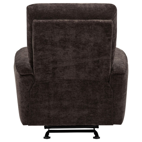 Bettoni Chenille Upholstered Glider Recliner Dark Brown