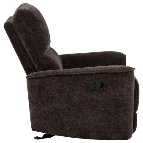 Bettoni Chenille Upholstered Glider Recliner Dark Brown