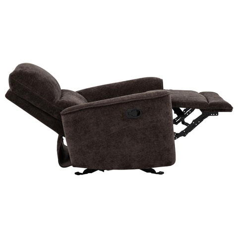 Bettoni Chenille Upholstered Glider Recliner Dark Brown