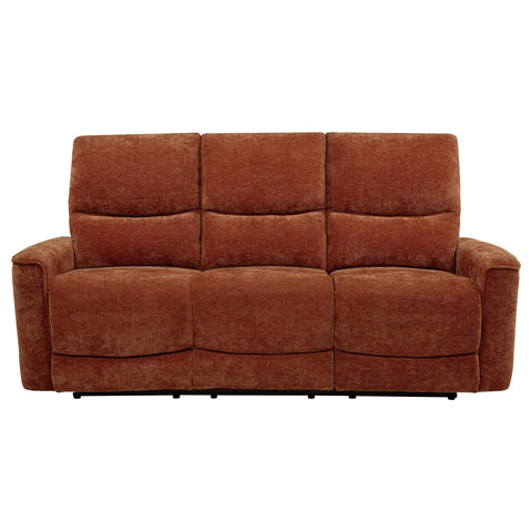 Bettoni Chenille Upholstered Reclining Sofa Burnt Orange