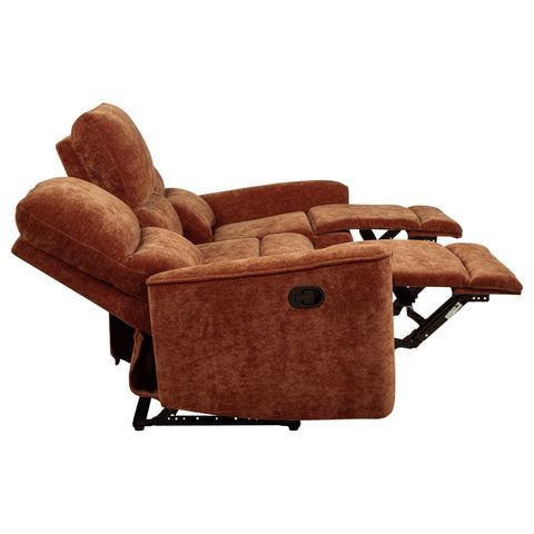 Bettoni Chenille Upholstered Reclining Sofa Burnt Orange