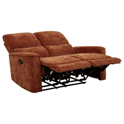 Bettoni Chenille Upholstered Reclining Loveseat Burnt Orange